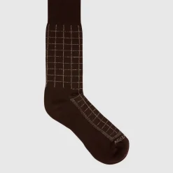 Accessories*Aquatalia Windowpane Knit Blend Sock Brown khaki